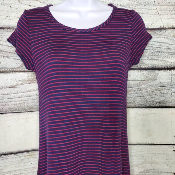 Olivia Rae Striped T-Shirt Dress Navy/Red Size S - Picture 2 of 5